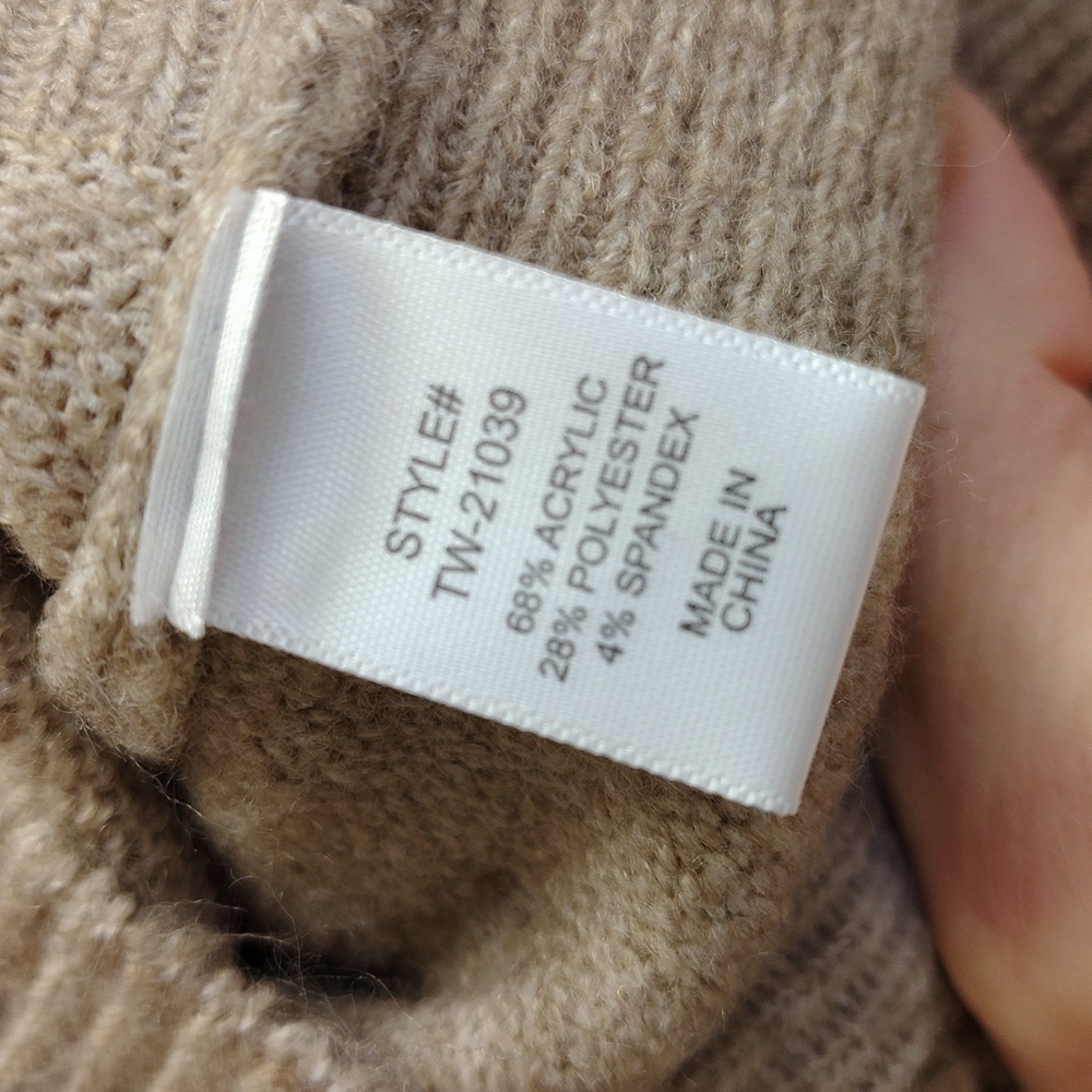 Zenana Women's Tan Crew Neck Sweater Relaxed Fit - Picture 3 of 8